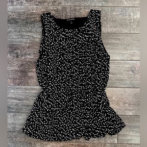 Banana Republic Pleated Top. Black Polka Dot. Size Large Tall.